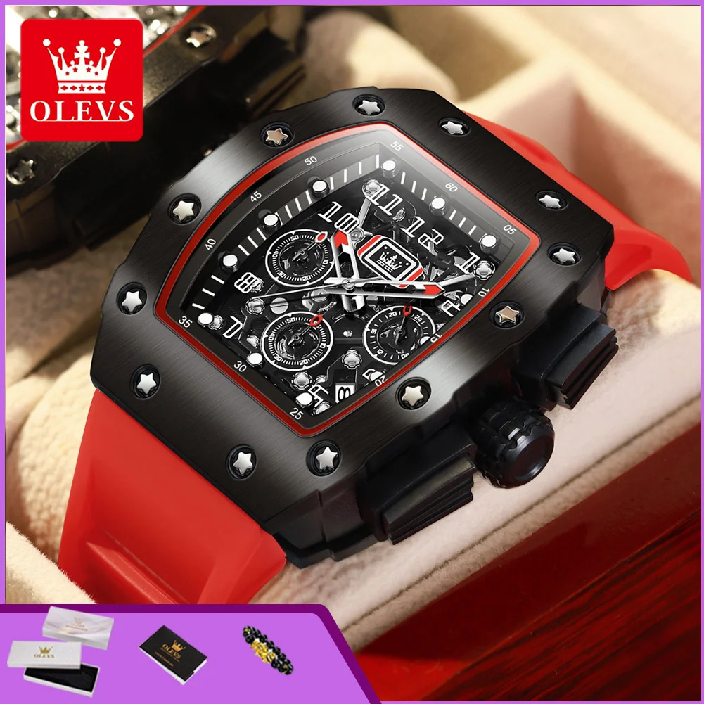 Luxury Watch Rubber Strap - OLEVS 3608 Orologio Cronografo al Quarzo