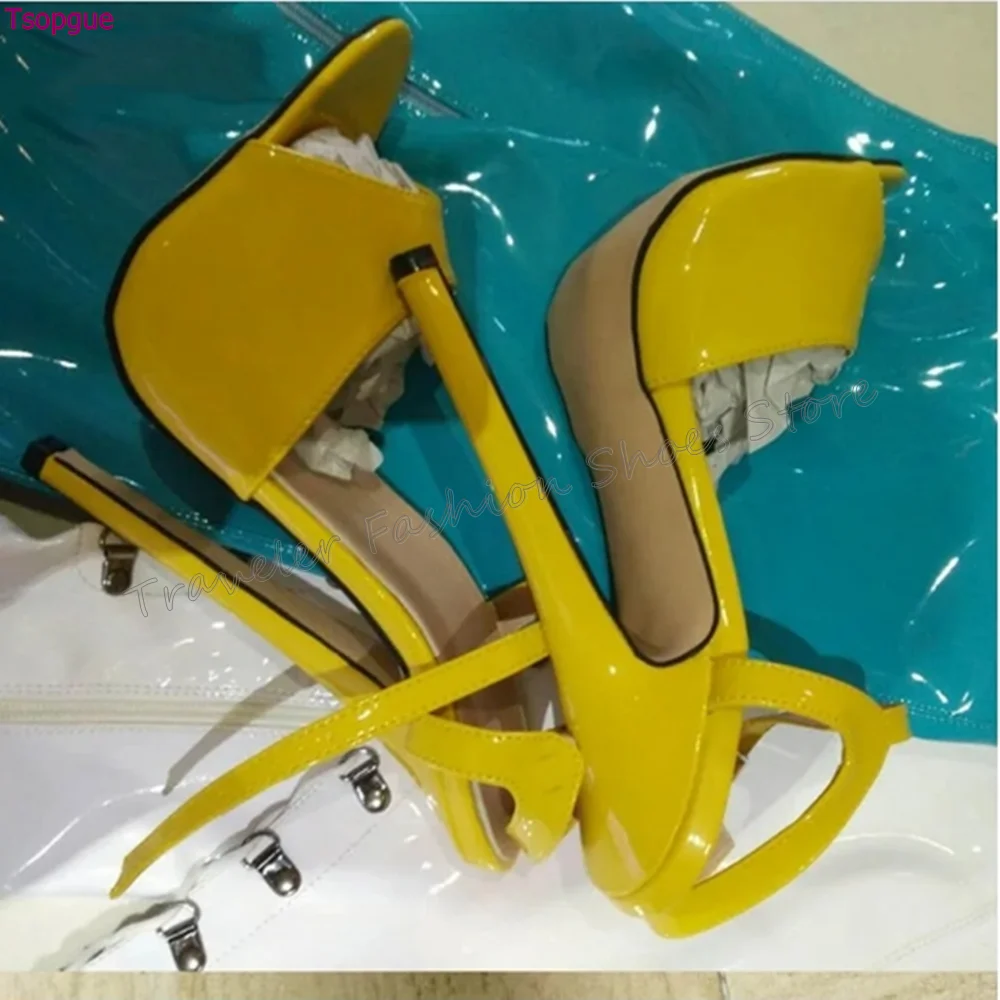 Red Peep Toe Ankle Buckle Sandals Patent leather Thin High Heels High Heel Shoes for Women Heels 2025 New Zapatos Para Mujere