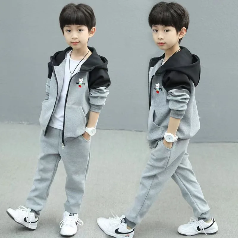 2026 New Spring Autumn Child Boy Clothing Set Letter Hoodies Coats + Pants 2Pcs Tracksuit Suit For Kids Children Present