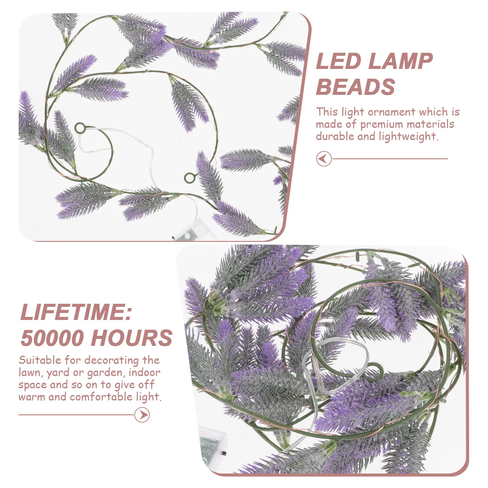 

Lavender Shaped LED String Light Powered Indoor Atmosphere Decor for Valentine's Day Party Home Office Bedroom Ceiling