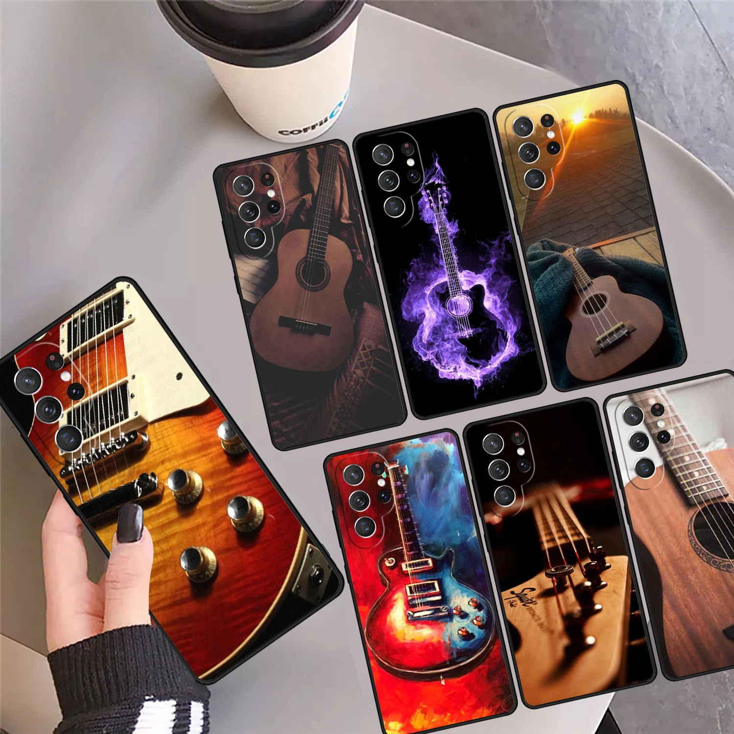

Чехол для телефона в стиле ретро с гитарой и музыкой, чехол для Samsung Galaxy S24 S25 Ultra S23 S22 Plus S21 FE S20 Note 10 20 Pro