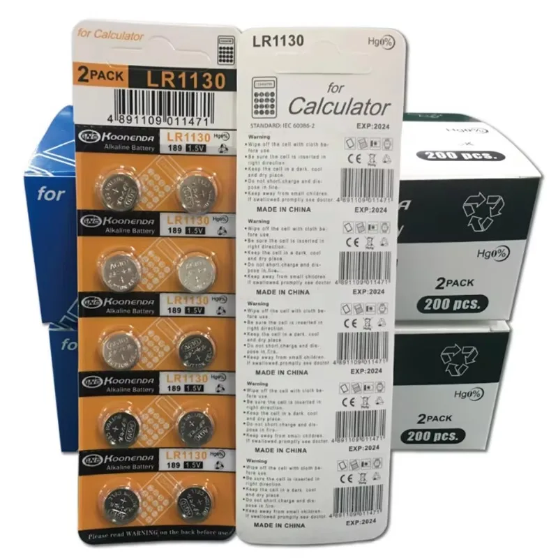 10 шт., кнопочные батарейки AG10 LR1130 389A 1,55 LR54 198 LR54