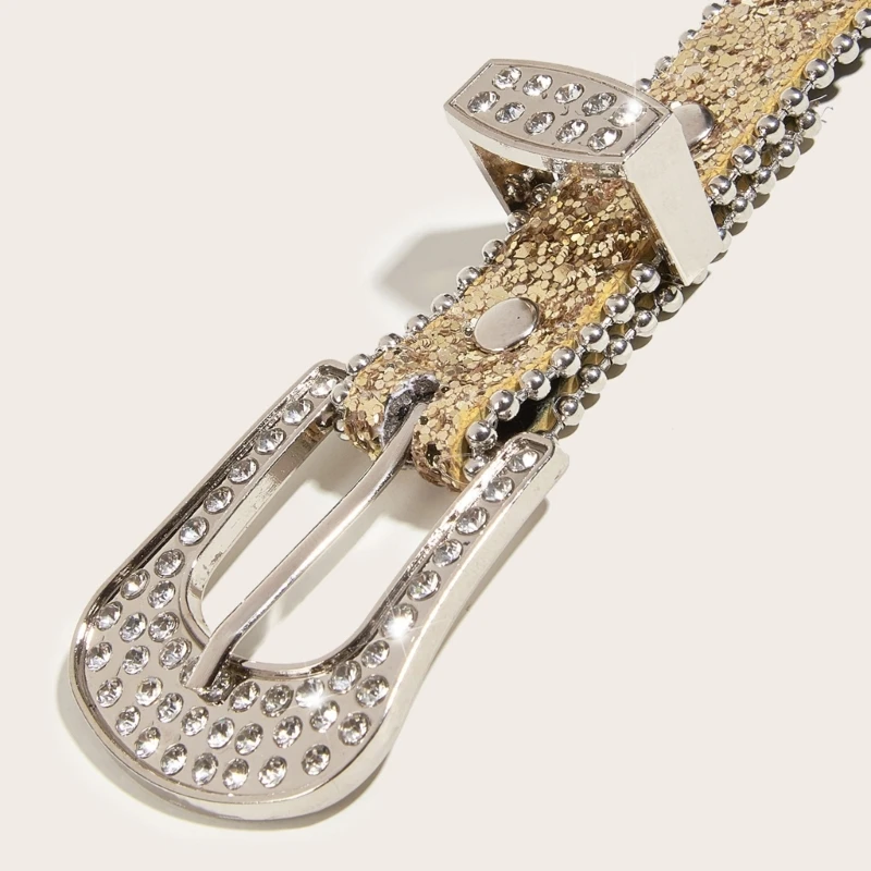 Locomotive Waist Belt Shinning Belts for Woman Men Luxurious Full Diamond Studded Waist Strap for Jeans Dress