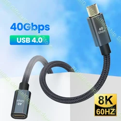 USB4.0 40Gbps Thunderbolt 3 Extension Cable USB Type C to Type C PD 100W 5A Fast Charging Cable 8K@60Hz Cable For Macbook Pro