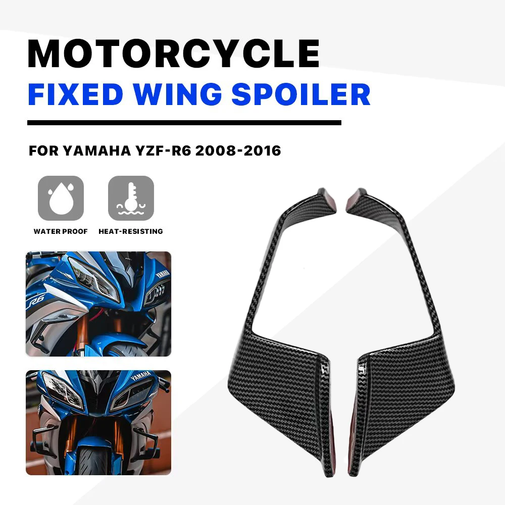 

NEW YZF-R6 Fixed Wind Wing Spoiler Matte Black Fit For Yamaha carbon Motorcycle Fairing Fittings R6 Front side Winglet 2008-2016