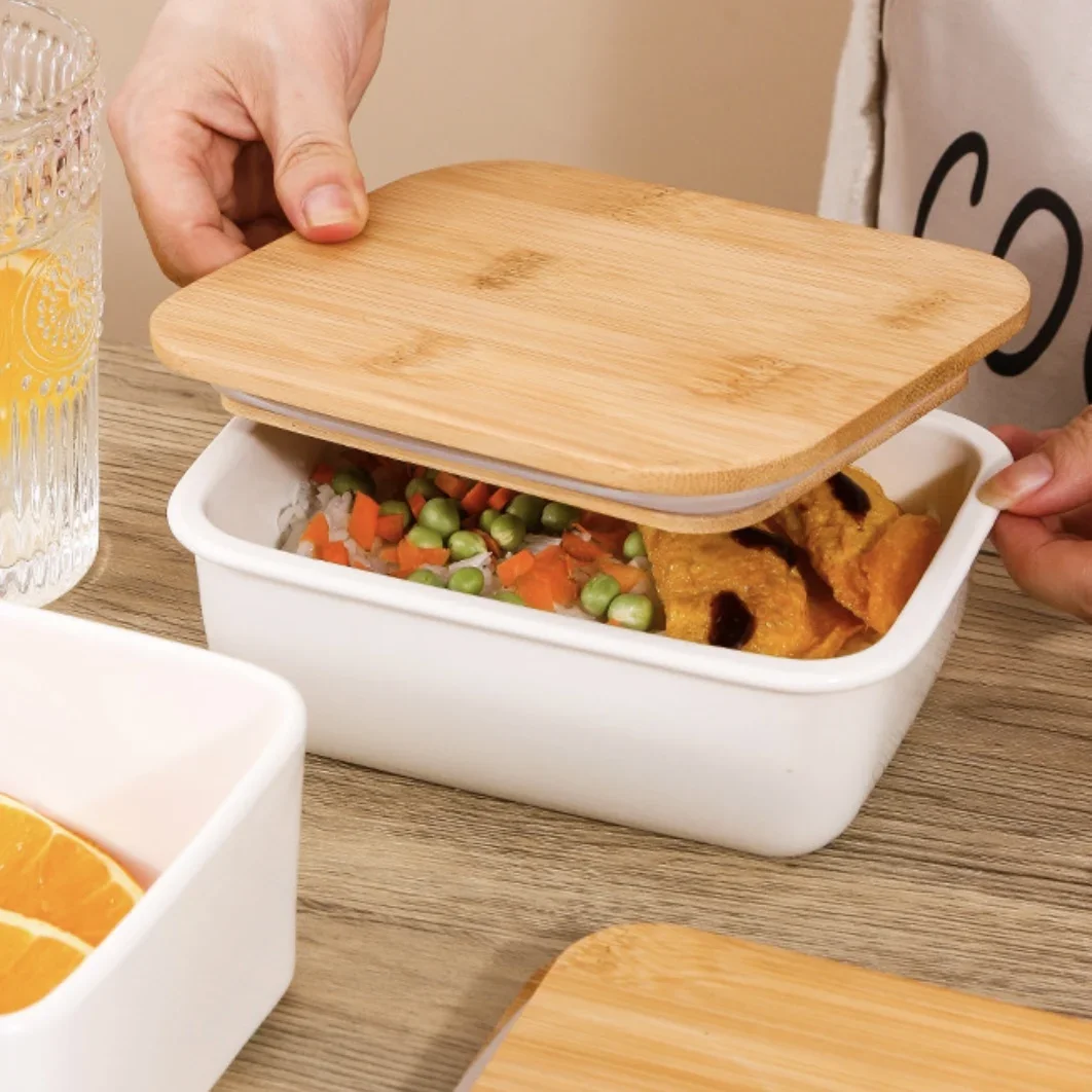 

# Wholesale Japanese Ceramic Storage Fresh-keeping Box Household Ceramic Square Warm Lunch Box #