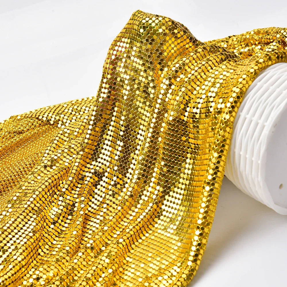 

45x150cm Chainmail Mesh Fabrics Metal Decoration Sequined Mesh Aluminum Metal Mesh Fabric For Clothing DIY Dress Jewelry
