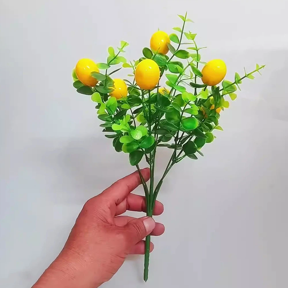 

3 Pcs Branches Faux Eucalyptus Green Plant Home Fake Fruits Bouquet Branch Decor Reusable Non Lemon Branches Fading