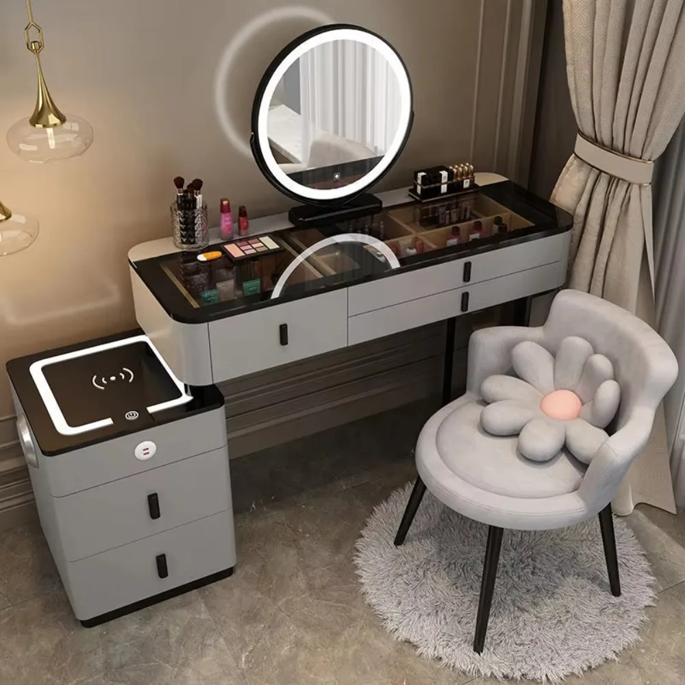 

Wholesale Cheap Multifunction Wireless Charging Princess Dressing Table Convertible Bedroom Smart Makeup Vanity with LED Mirror