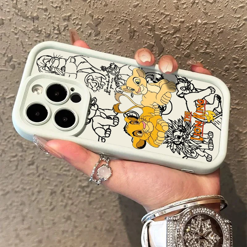 Disney Lion King Cute Simba For Apple iPhone 15 14 13 12 11 Mini XS XR X 8 7 Pro Max Plus Pro Soft Eye Ladder Phone Case Back