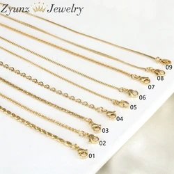 20PCS, 18K Gold Plated Snake Link Box Heart Chains For Jewelry Making 45cm Brass Metal Necklace Chains For Necklace Making