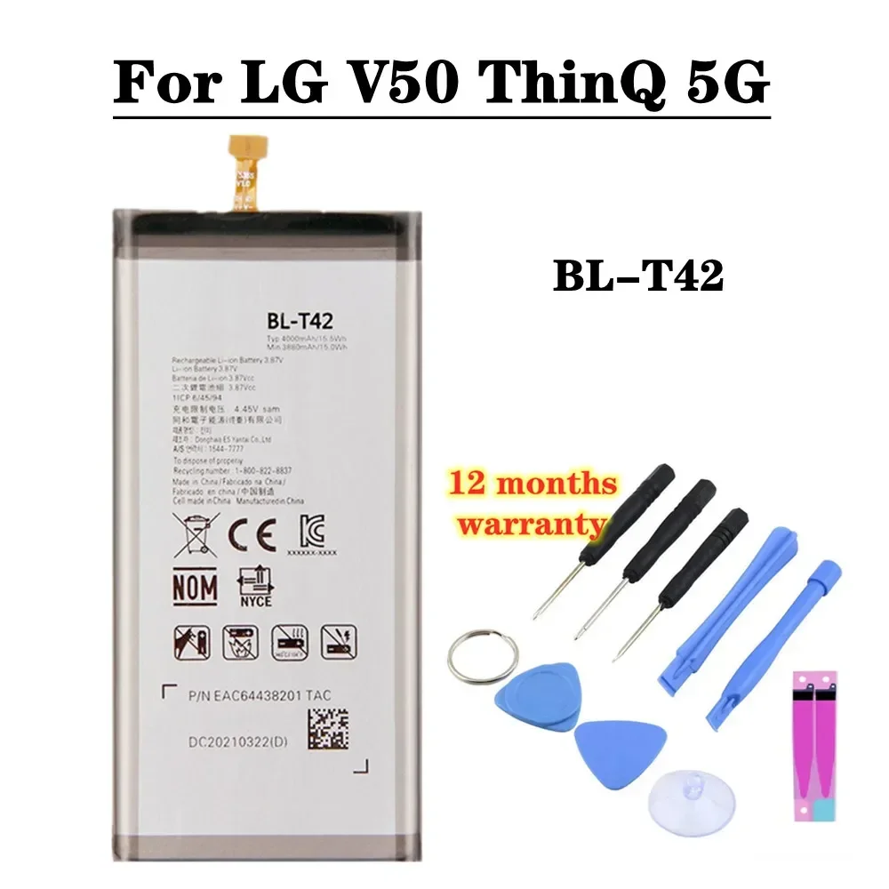 High Quality BLT42 BL-T42 Battery For LG V50 ThinQ 5G LM-V500 V500N V500EM V500XM 4000mAh Phone Battery + Free Tools