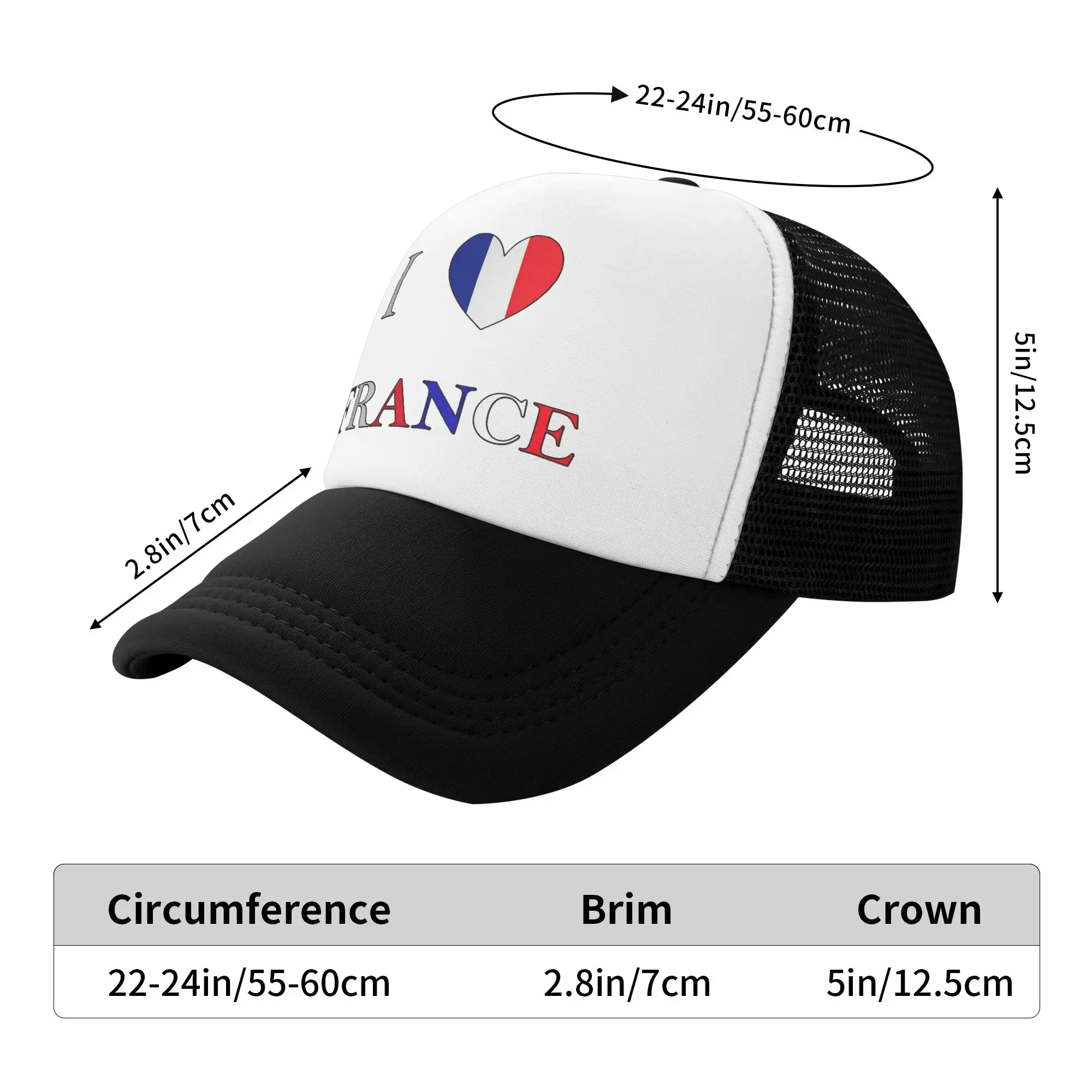 New I Love France  Casual Baseball Cap  Running Hippie Sun Hats Spring Hot Sale Unisex Men Fitted Retro Baseball Caps