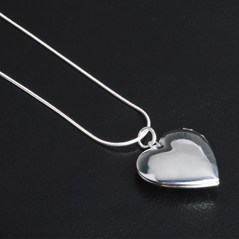 Classic Vintage Rose Flower 925 Sterling Silver Locket Double Heart  Necklace Photo El Collar Pendant Women\' Best Gift