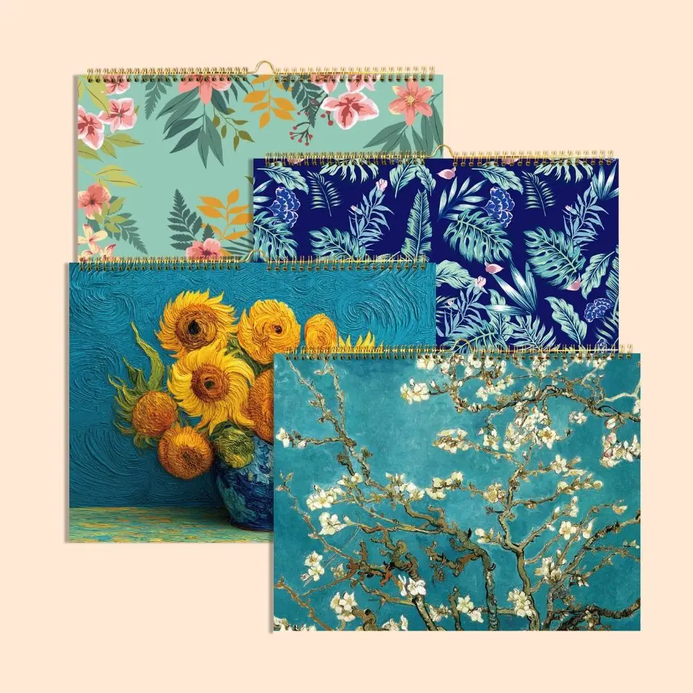 

English Version 2026 Wall Calendar Large Date Blocks Floral Design Wall Calendar Vertical Display Thick Paper Hanging Planner