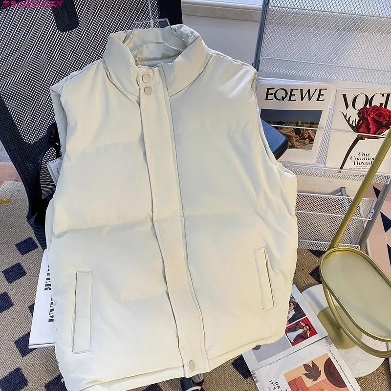 Thickened Cotton Vest Men's Autumn Winter Korean Version High-End Stand Collar Shoulder Pad Vest Warm Casual Workwear Jacket