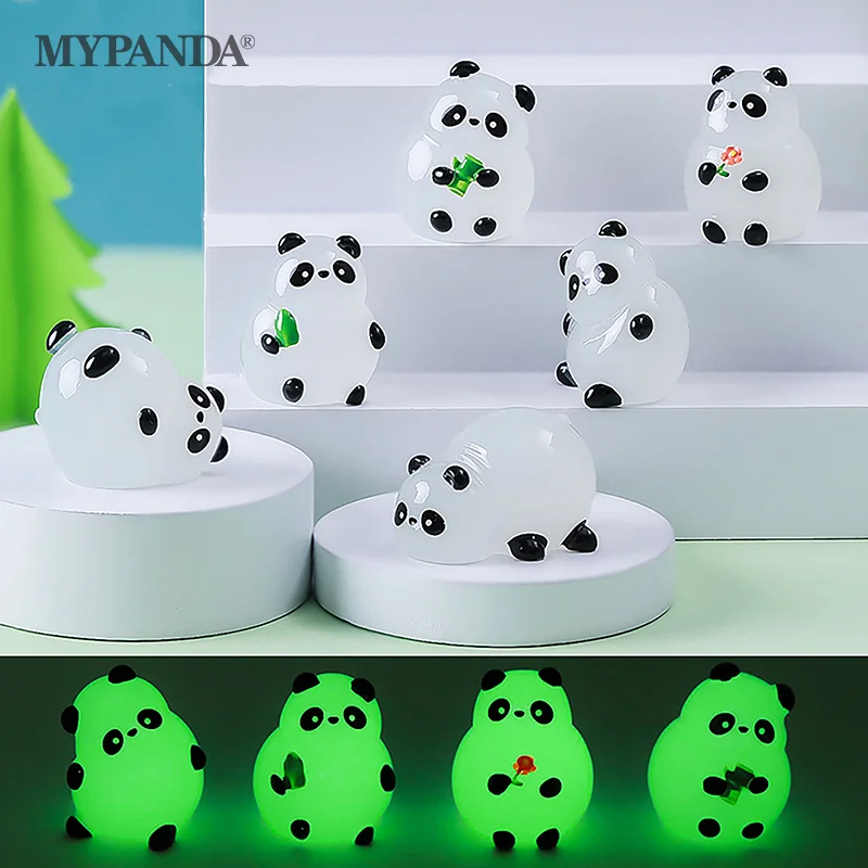 

Glowing Panda Mini Figurines Miniature Panda Ornament Glowing In Dark Accessories