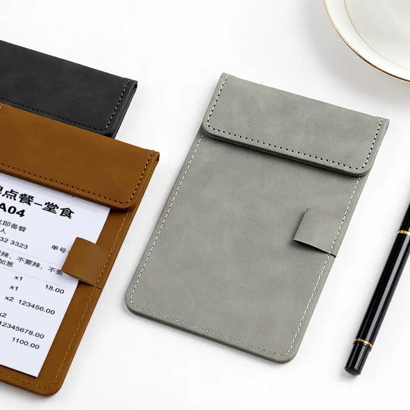

A6 Meeting Pad Clip Board Leather Writing Pad Signature Plate Hotel Restaurant Menu Clip Board Office Writing Memo Clipboard
