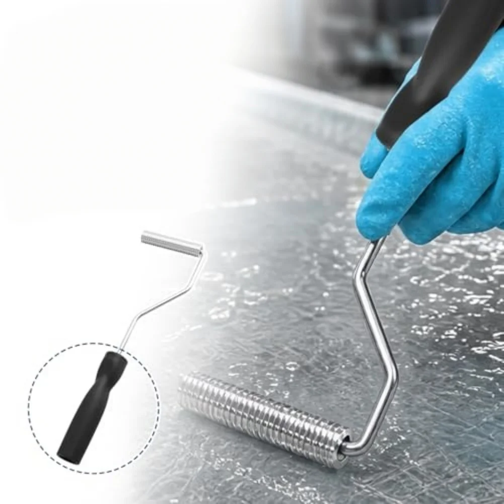 Curved Handle Fiberglass Roller Tool with Aluminum Alloy Heads for Efficient Bubble Free Fiberglass Application
