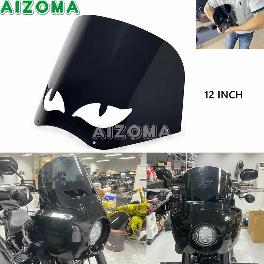 11/ 15 inch Club Motorcycle Fairing Windshield Wind Screen Deflector For Harley Dyna Low Rider Street Bob Super Glide 2006-2021