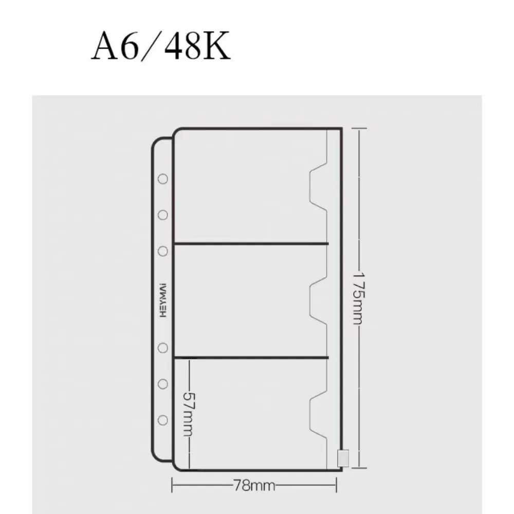 Saku Jurnal Baru Transparan 6 Lubang Saku Pengikat PVC Tas Penyimpanan Kartu Daun Longgar Ritsleting Kartu Tunai Amplop Pengarsipan Dokumen