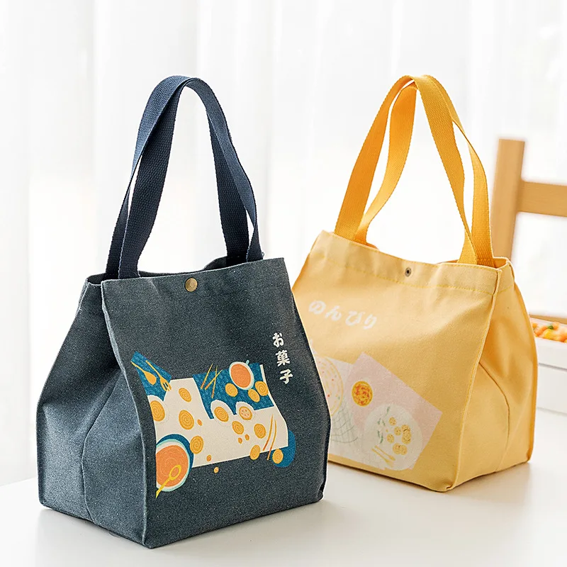 Lunch Bag Canvas Lunch Box Drawstring Picnic Tote Eco Cotton Cloth Small Handbag Dinner Container Food Storage Bags