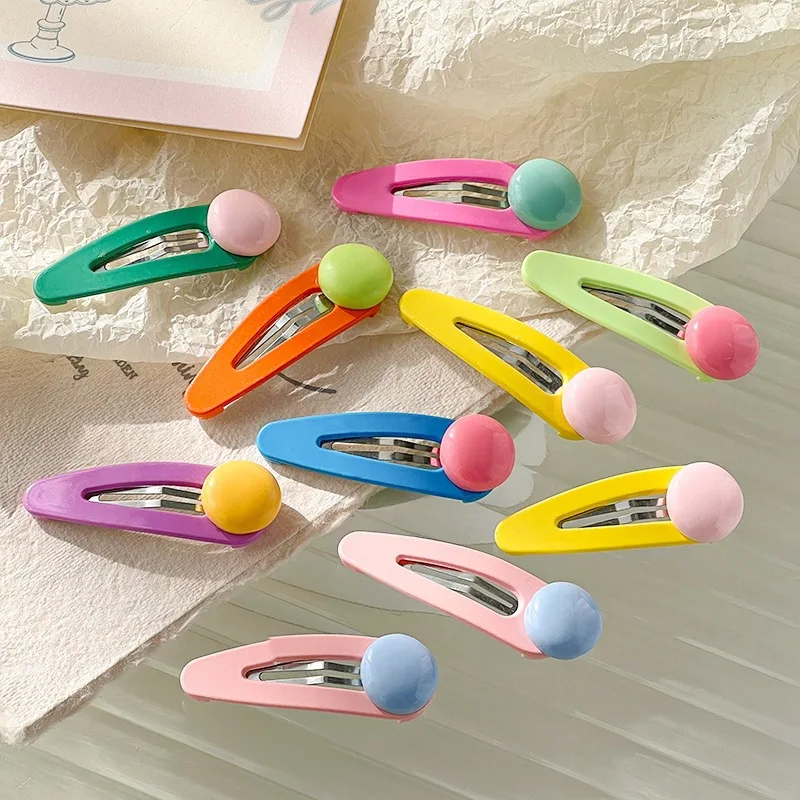 10pcs/set New Korean Macaron Color Heart Star Bunny Ball Hair Clips For Women Girls Solid Resin Hair Pins Barrettes for Toddler view 6