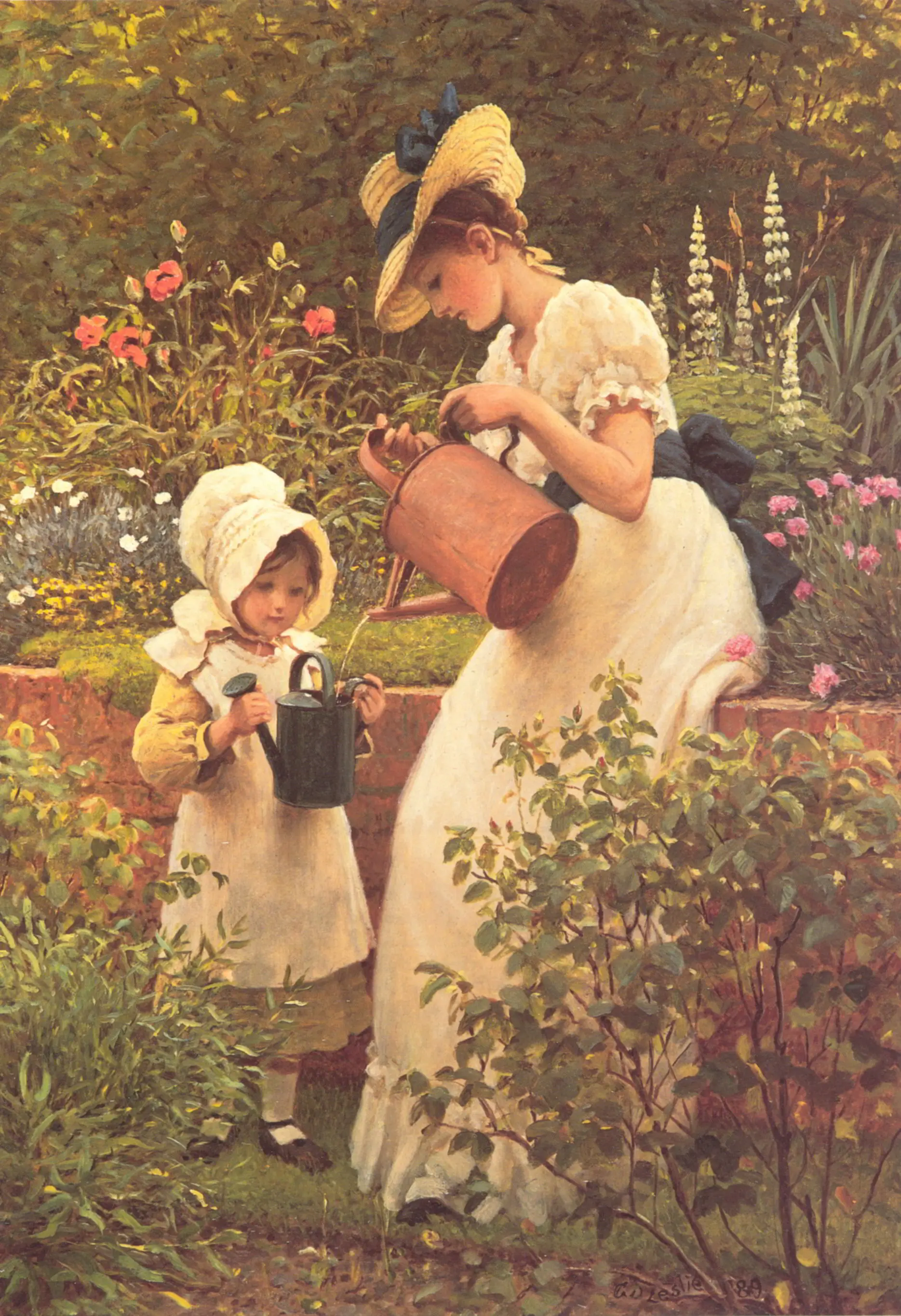 Figura de arte El joven jardinero de George Dunlop R.A. Leslie, réplica de pinturas al óleo sobre lienzo para sala de estar, decoración del hogar hecha a mano