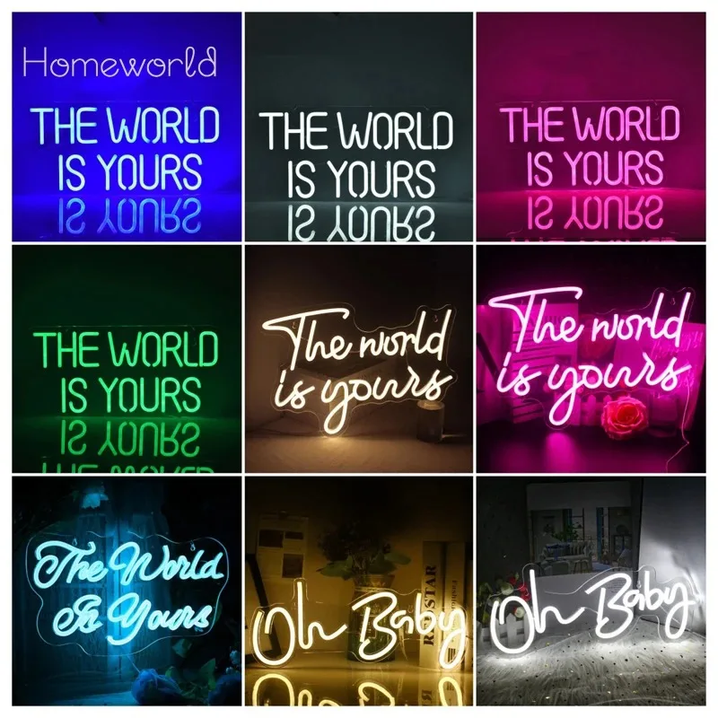 

The World Is Yours Neon Sign Art Letter Wall Decor For Bedroom Birthday Wedding Party Room Decoration Bar Club Dimmable Lamp