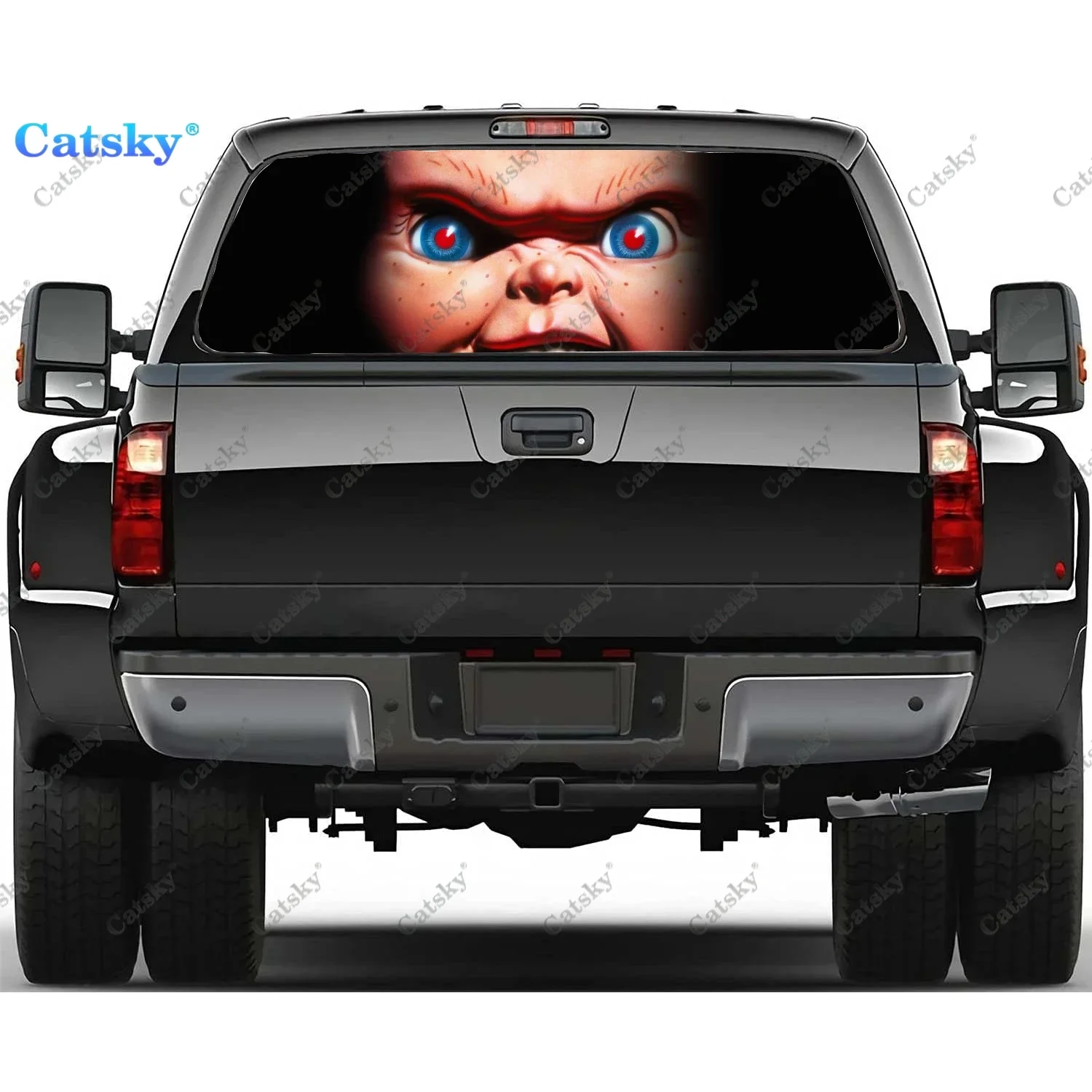 

Chucky horror movie Car Window Decal Sticker Graphic PVC Decorative Truck Sticker Perforated Vinyl Universal Wrap Car Sticker