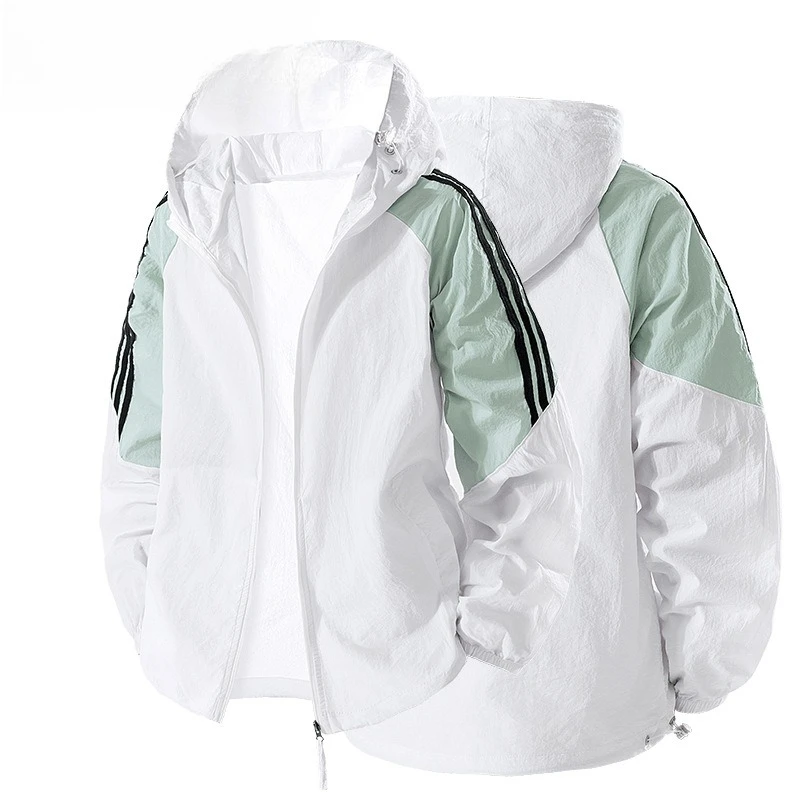 

Summer Ultra-thin Jacket Men's Summer Waterproof Ice Silk Quick-drying Skin Windbreaker Casual Camping Sunscreen Hooded Coat