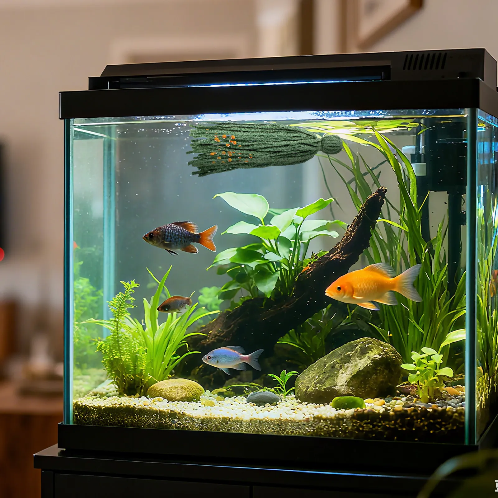 Non Planted Aquarium Fish - 10個入り 魚繁殖用産卵モップ 水槽エビ産卵ツール 安全無毒 生物環境を再現 自然植物の幼生生存ゾーン