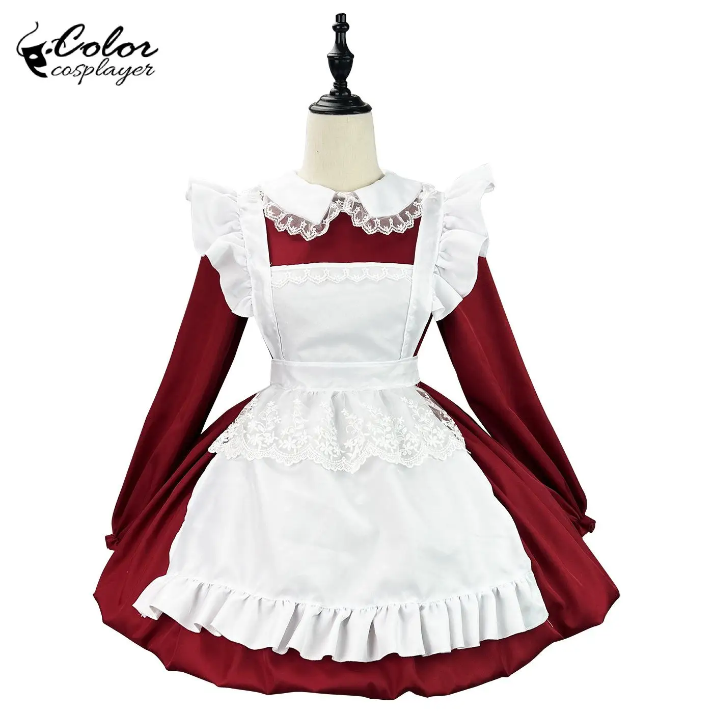 Color Cosplayer Christmas Maid Dress for Women Red Lolita Suit Servant Cosplay Costume Adult Uniform Fantasia Party Clothing