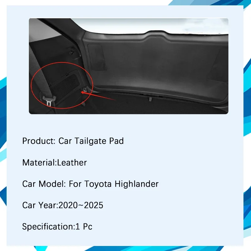 Car Tailgate Pads For Toyota Highlander Kluger XU70 2020 2021 2022 2023 2024 2025 Anti-dirty Rear Trunk Door Mat Car Acesssories