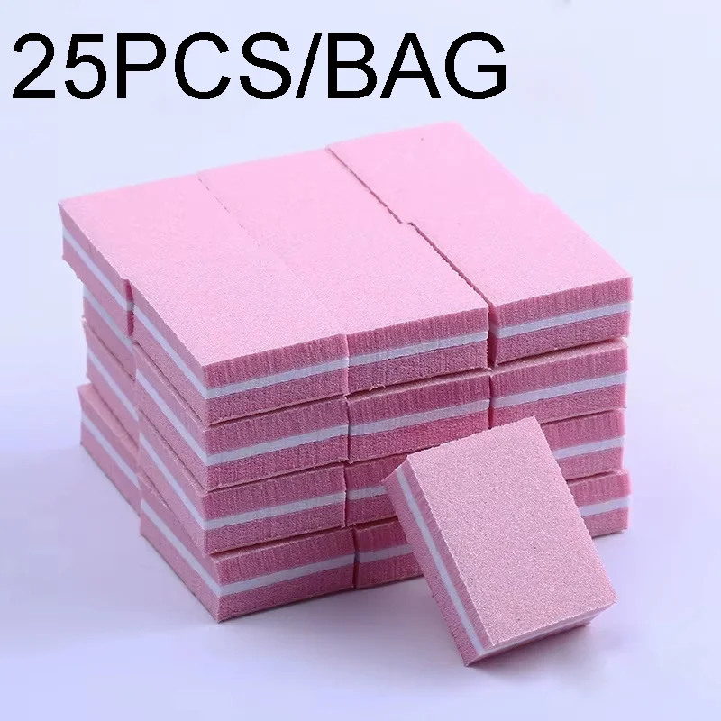 100/180,kit 25 Sandpaper Blocks Sponge Washable  High Plastic Nail Files Polishing Double Sided Colored
