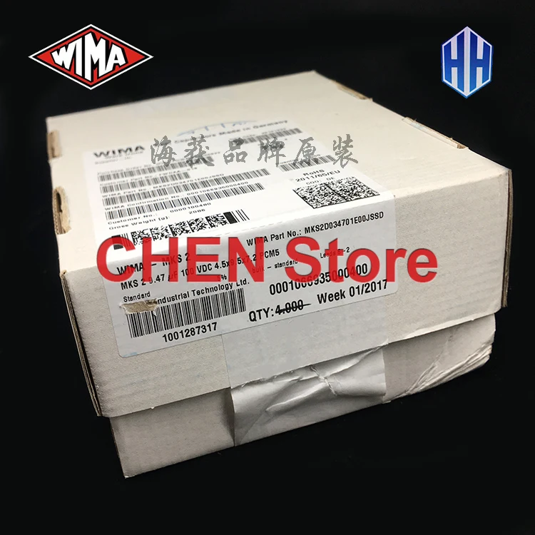 독일 WIMA 0.15uf 0.33uf 0.47uf 470nf 680nf 63v 100v 330nf 하이파이 필름 커패시터, 무극성 오디오, MKS2 5mm, 1 개