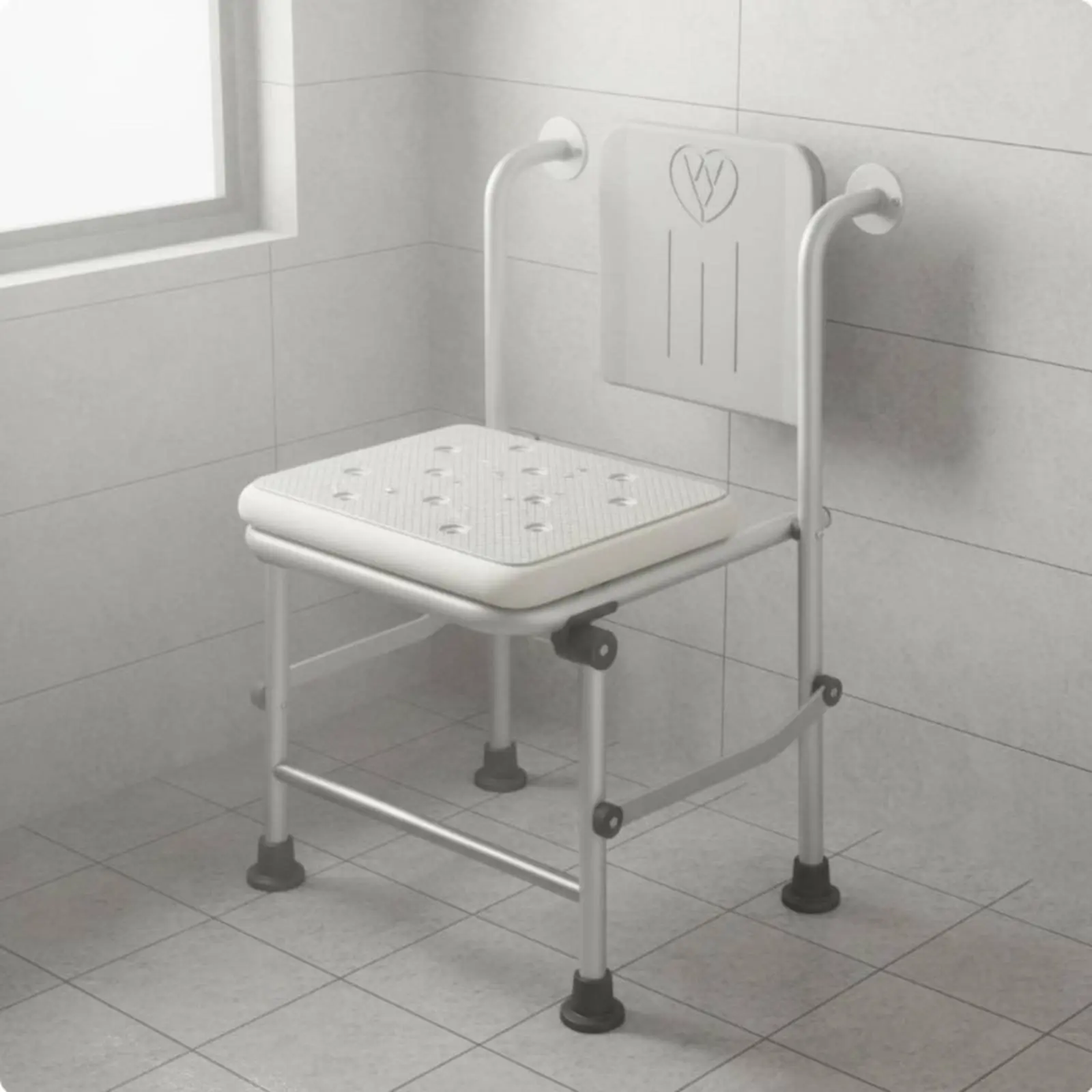 Silla de Ducha Plegable Montada en la Pared para Mascotas de Baño