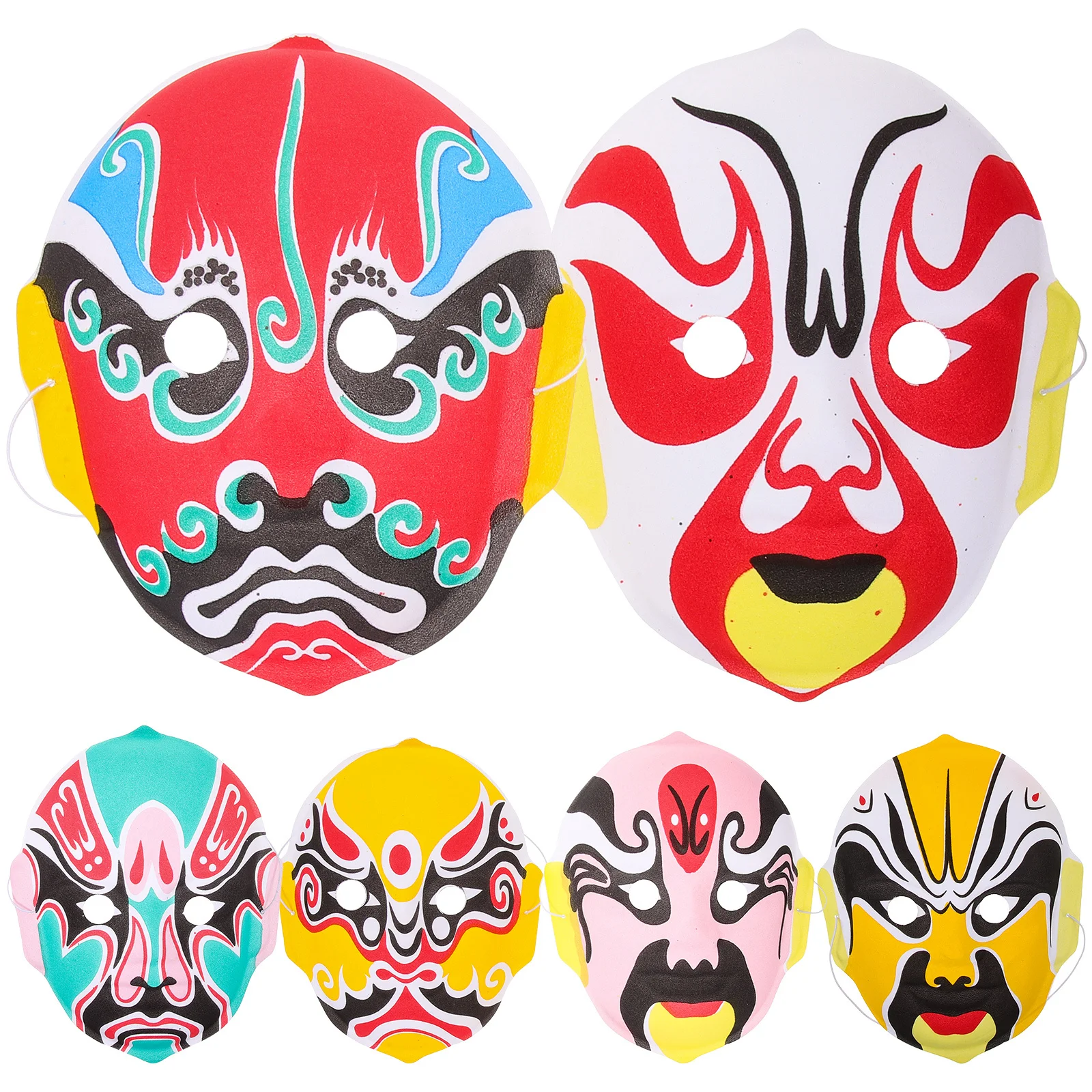 

6Pcs Sichuan Opera Masks Flocking Cosplay Masks Mixed Style Halloween Party Props Home Decorations Sichuan Opera Mask