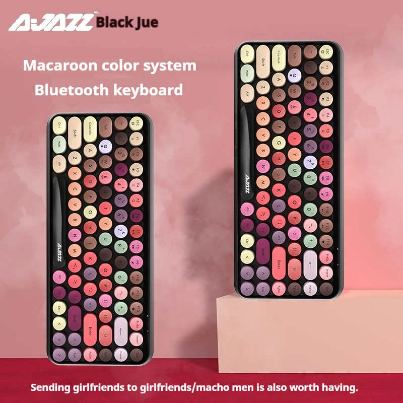 Ajazz 308i Mobile Phone Bluetooth Computer Peripheral Laptop Home Office Game Esports Girls Punk Style Tablet Lipstick Keyboard