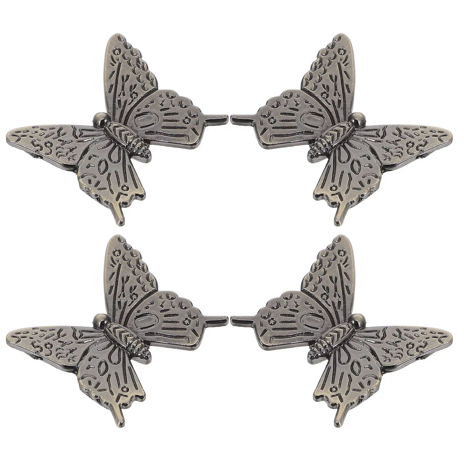 4Pcs Zinc Alloy Butterfly Cabinet Handles Vintage Decorative Single Hole Furniture Knobs for Vanity Dresser Wardrobe Drawer