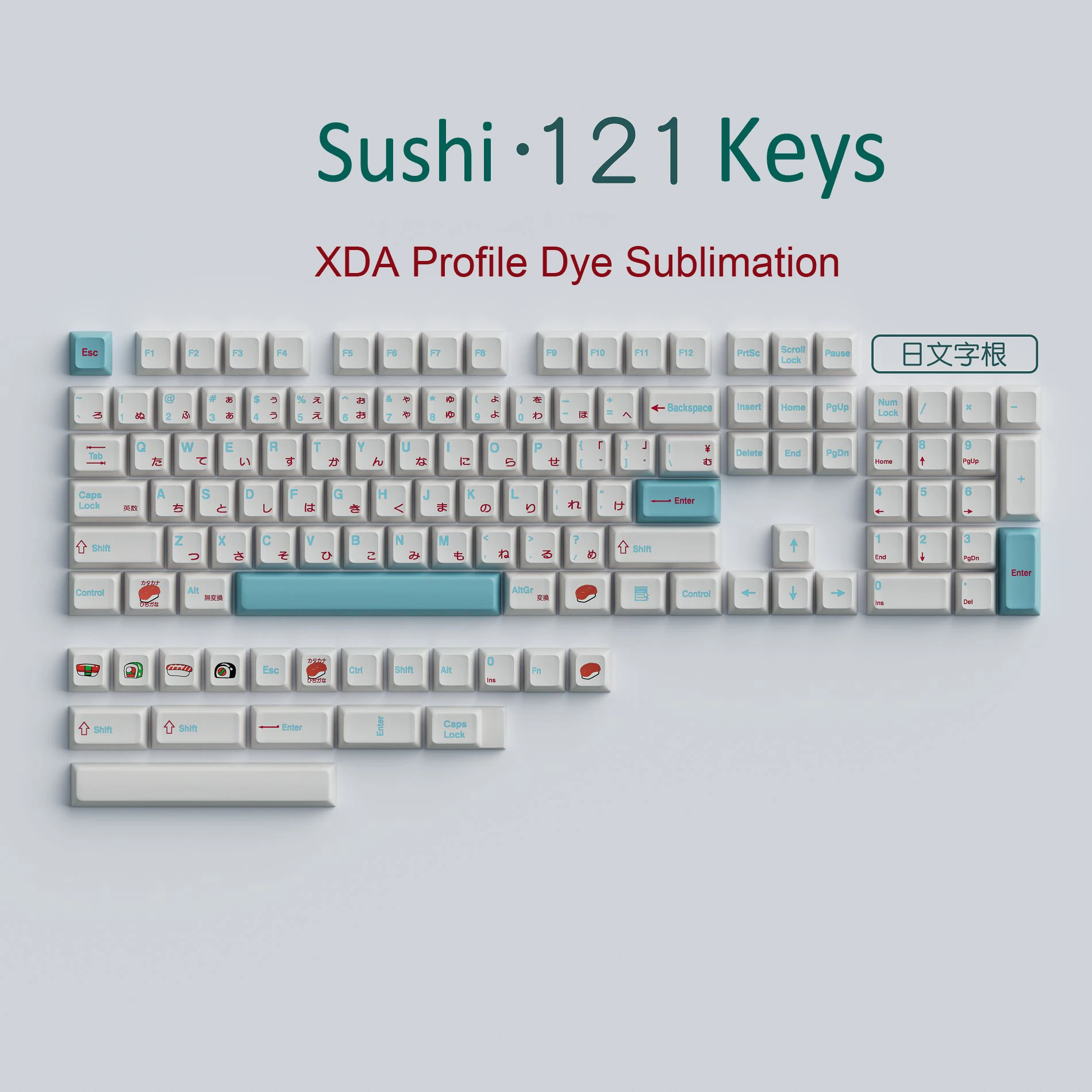 Cool Coral Sea XDA Dye-sub PBT keycaps for 61 68 84 87 81 96 98 104 10 keys mechanical keyboard customized shark keycaps switch