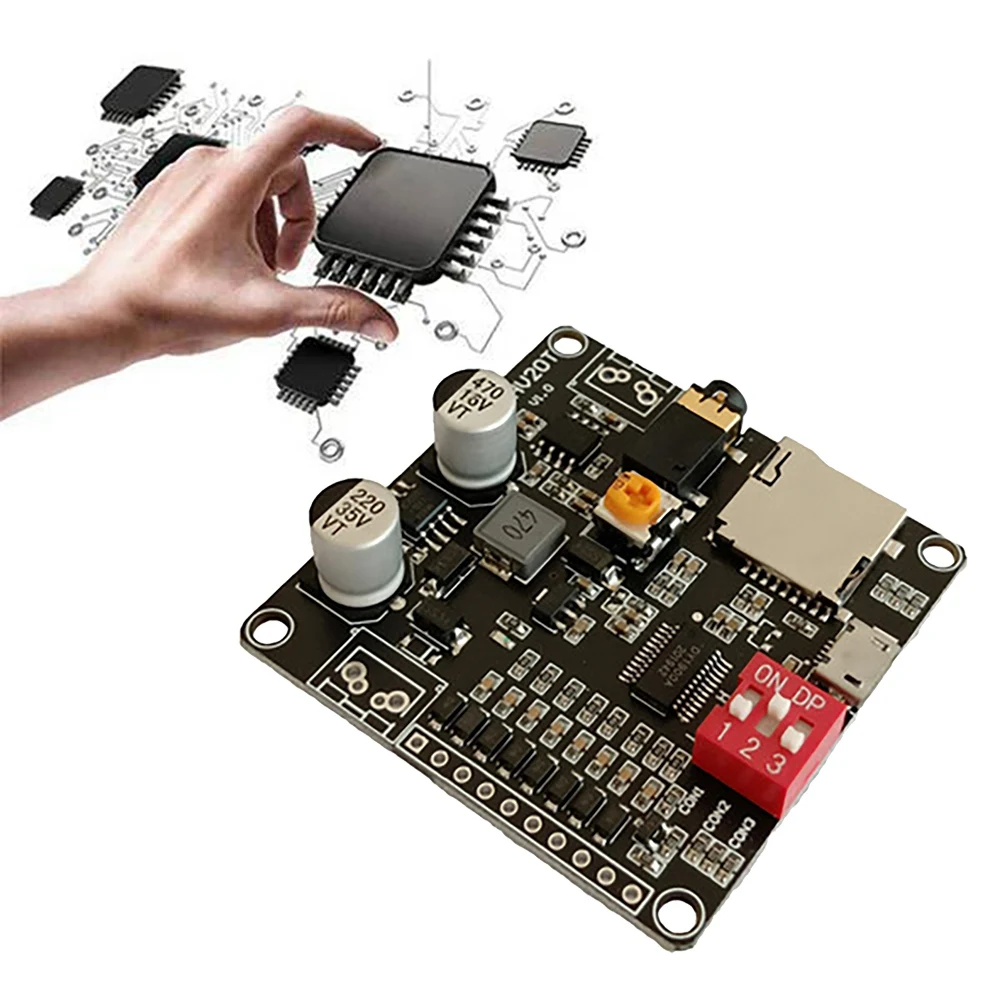 ABNP DY-HV20T Sprachwiedergabemodul 12V/24V Netzteil 10W/20W Verstärker Unterstützung Micro-SD-Karte MP3-Musik-Player für