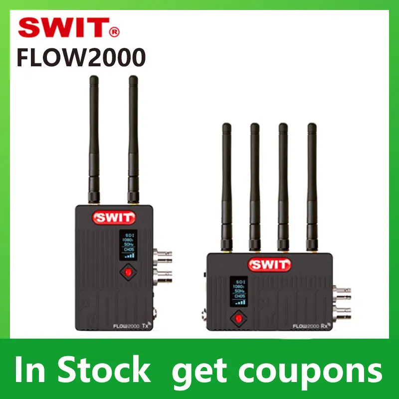 

Система беспроводной передачи SWIT FLOW2000 SDI и HDMI для камеры 600 футов/м, беспроводной HD видеопередатчик, приемник