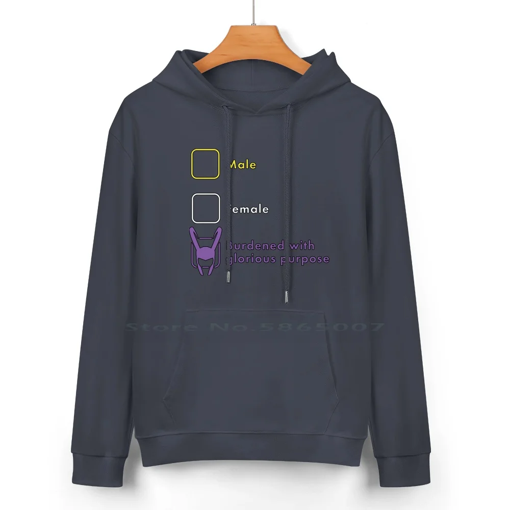 Nonbinary L0ki-Burdened With Glorious Purpose Pure Cotton Hoodie Sweater 24 Colors L0ki Burdened Nonbinary Enby Queer Gender