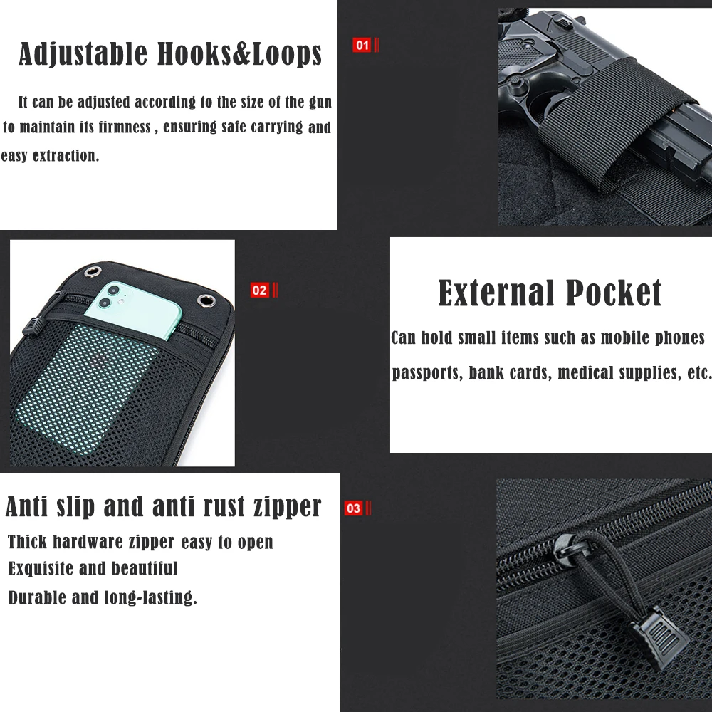 مولي في الهواء الطلق التكتيكية أخفى بندقية الحافظة الحقيبة EDC مجلة الحقيبة للبنادق العالمية حمل الحافظة الخصر حزمة مراوح #3