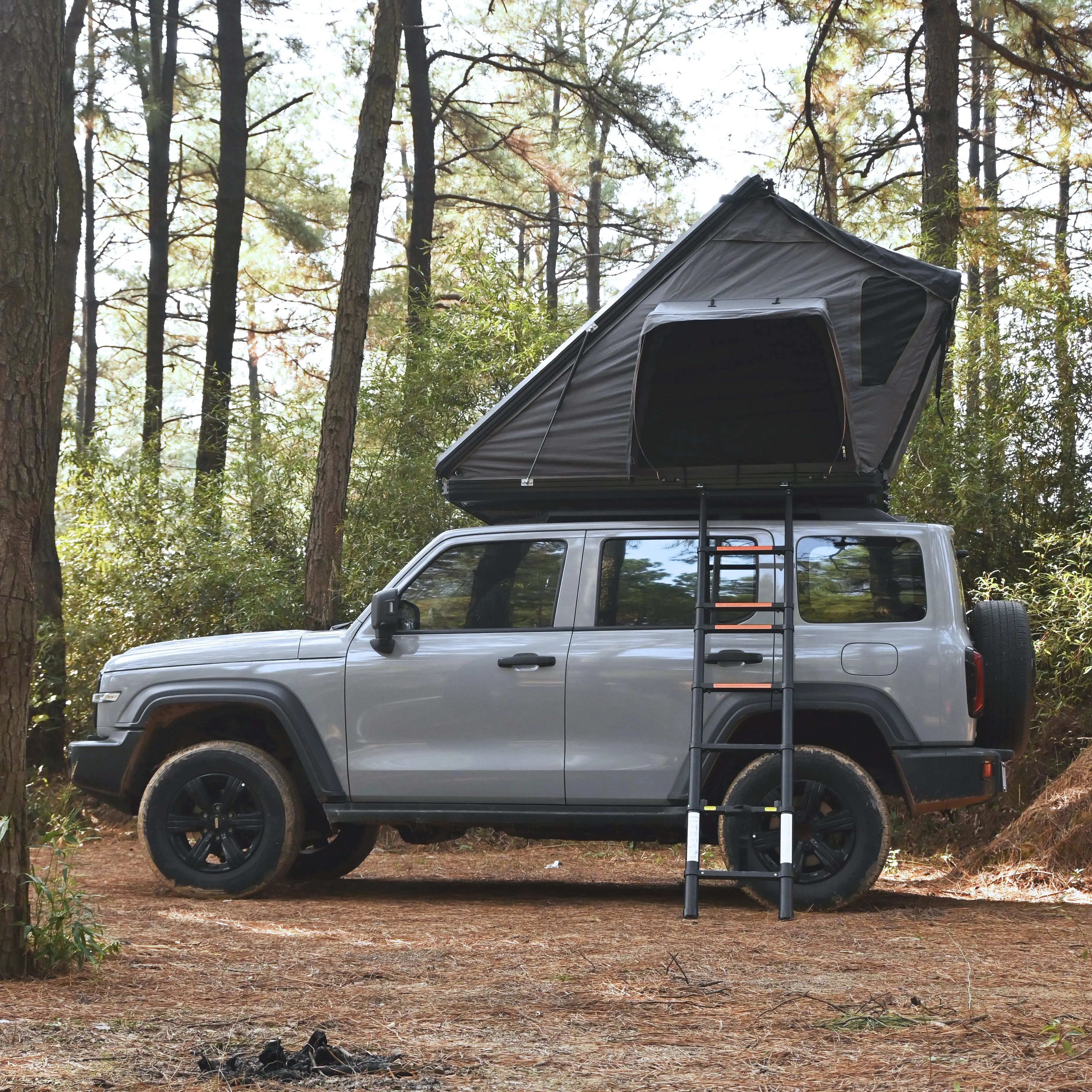 

Automatic Pop-Up Hard Shell Metal Roof Top Tent 1-3 People Camping Travel Aluminum Triangle