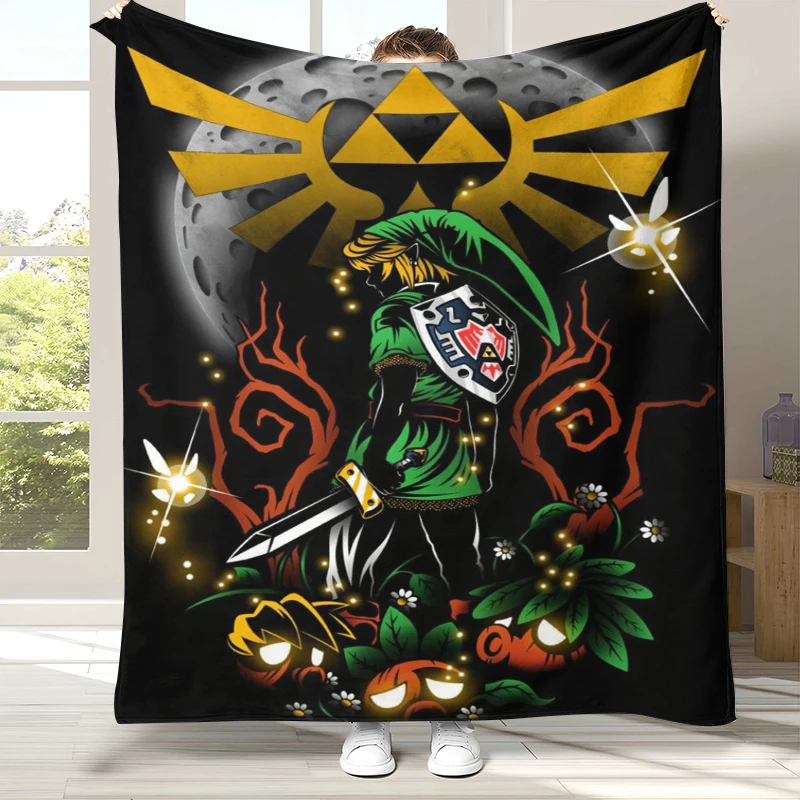 Retro Z-Zelda Cartoon Link Games Flannel Blanket,Ultra Soft Warm Plush Throw for Home Bedroom Bed Sofa Cover Camping Picnic kid