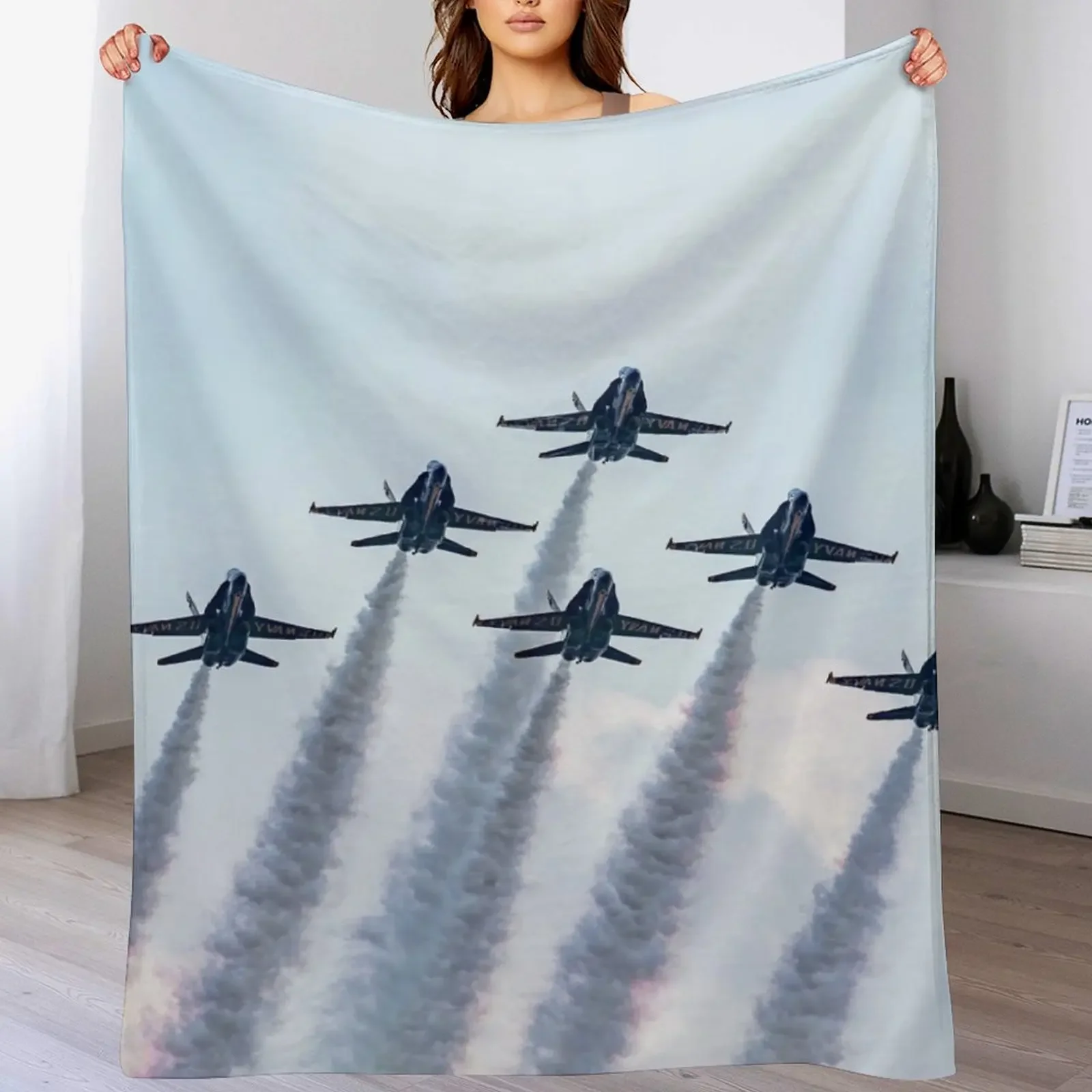 

Blue Angels in Formation Throw Blanket Flannel Decorative Sofa blankets and throws bed plaid Blankets
