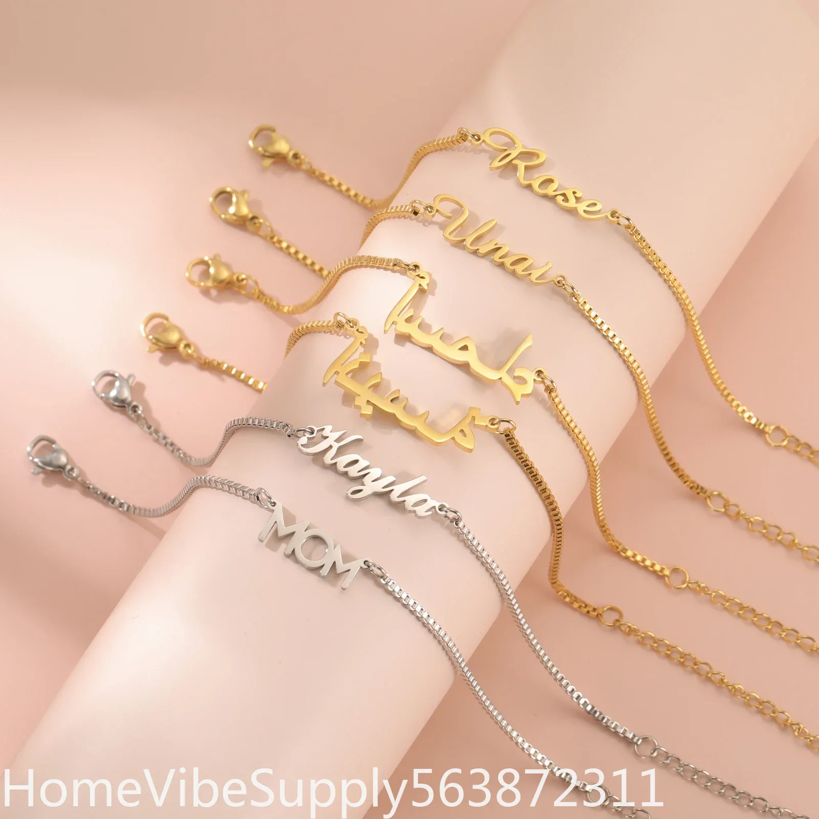 Women Personalized Name Bracelet Stainless Steel Box Chain Custom Letter Charm Bracelet Unique Custom Jewelry Gift For Her - view 2