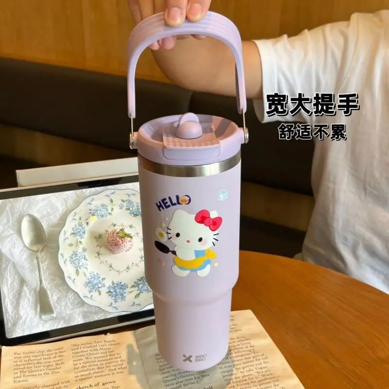 

Изолированная чашка Sanrio Hello Kitty, чашка для холодных напитков, милая аниме-мультяшная студенческая детская чашка для кампуса, портативная большая вместимость для девочек на открытом воздухе